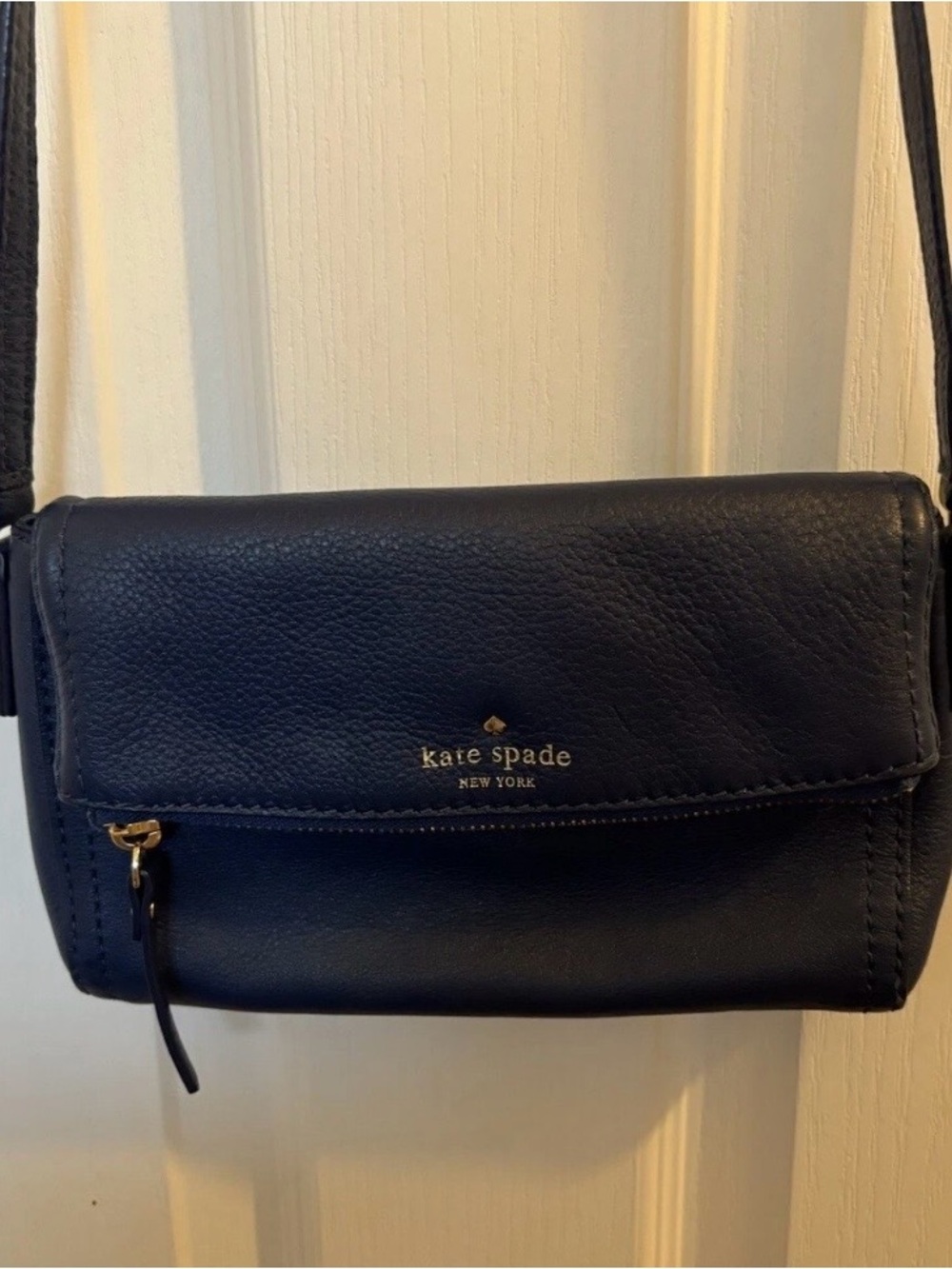 Kate Spade NY MINI CARSON navy blue pebbled leather Shoulder / Crossbody Bag